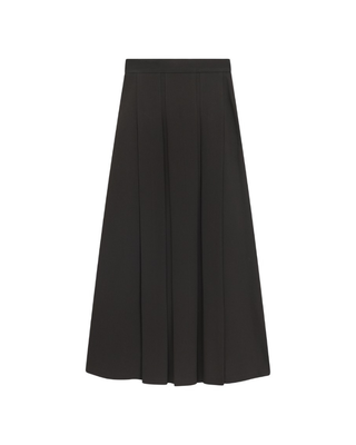 SH703-LLLL Black Flora Pleated 35" Skirt with Side Zipper