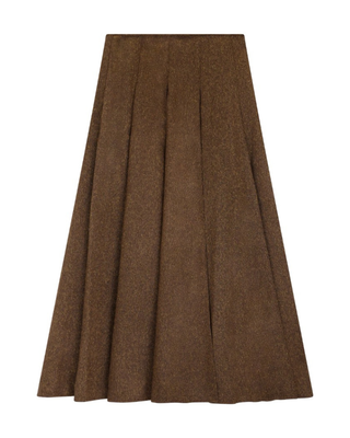 SK014 Mocha Tweed Pleated 36" Skirt