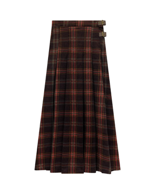 M1429 Burgundy Plaid 36" Skirt with Side Buckles