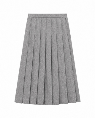 DW4M8973A Gray Wool Pleated 27" Skirt with Side Zipper