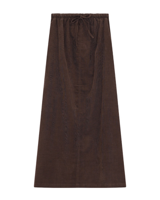 SWF2576 Brown Corduroy Rubber Waist 35" Skirt with Drawstring