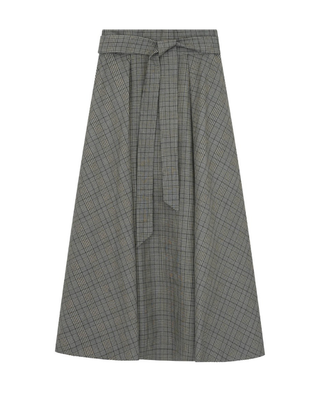 202601 Light Gray Plaid Circle 36"-38" Skirt with Bow Sash