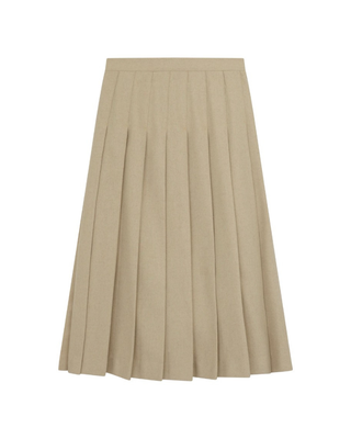 DW4M8973A Oatmeal Wool Pleated 27" Skirt with Side Zipper