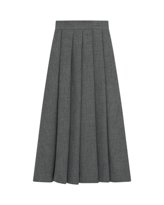 2656B-67 Dark Heather Gray Front Pleated 39" Skirt with Side Zipper