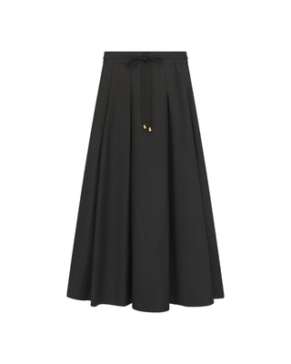 SK-AW2720 Black Front Pleated 34" Skirt with Tie