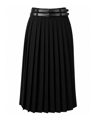 WB6CM2241SL Black Pleated 39" Skirt with Double Belts