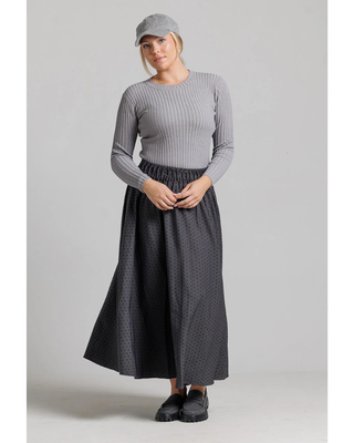 LU48 Gray Wool Rubber Waist Polka Dot 36" Skirt