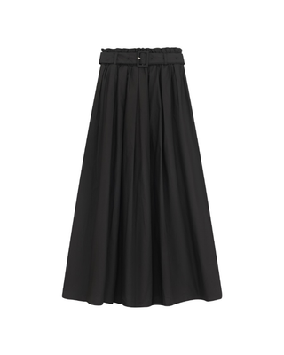 SK-AW2707 Black Polish Cotton 35" Skirt with Belt