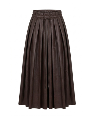 WB6CM2261SM Chocolate Leather Paper Bag Drawstring 34" Skirt