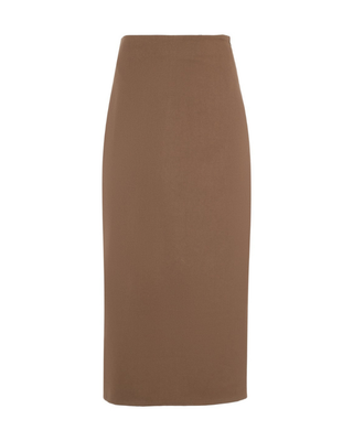 WB5CM1619SM Cognac Wool A-Line 34" Skirt with Side Zipper