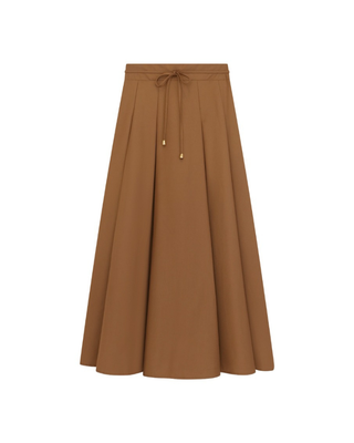 SK-AW2720 Brown Front Pleated 34" Skirt with Tie