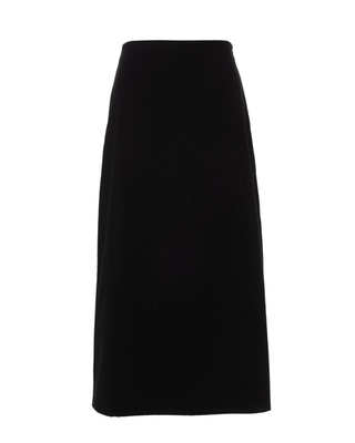 WB5CM1619SM  Black Wool A-Line 34" Skirt with Side Zipper