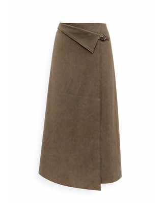 MNA7020 Brown Aris Wrap 36" Skirt with Side Buckle