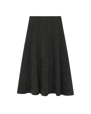 1127 Black Suede Panel A-Line 27" Skirt with Zipper