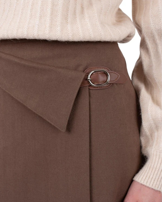 MNA7020 Brown Aris Wrap 36" Skirt with Side Buckle