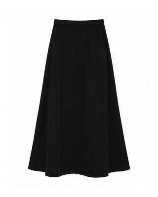 CH214B Black Wool A-Line 36" Skirt with Side Zipper