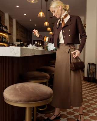 MNA7020 Brown Aris Wrap 36" Skirt with Side Buckle