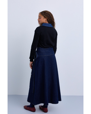 NRT575 Blue Denim Wrap-Style Side Tie 35"-37" Skirt