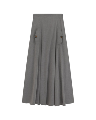 L152 Gray Wool Blend 38" Skirt with Pockets
