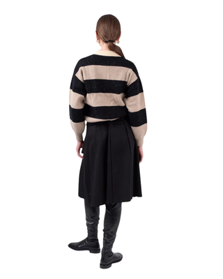 MNA7135 Black Denim Pleated Evian 27" Skirt