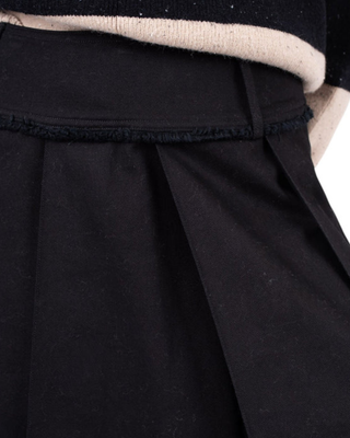 MNA7135 Black Denim Pleated Evian 27" Skirt