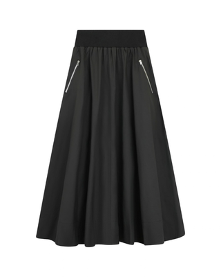 DCFW2605 Black Ribbed Waistband Morelle 36" Skirt with Metal Zippers