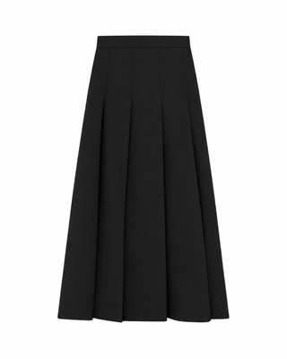 FW26S01 Black Pleated 35" Skirt with Side Zipper