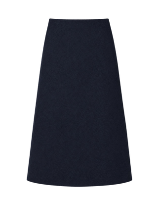 WB5CM1619SM Navy Wool A-Line 34" Skirt with Side Zipper