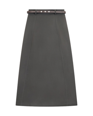 WB6CM2251SL Charcoal Brushed Cotton 37" Skirt with Belt