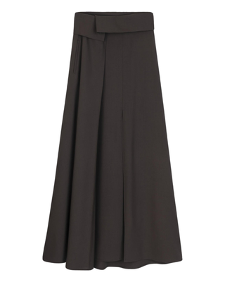 166001 Black Wool Waist Overlay Design 35" Skirt
