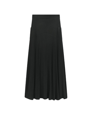S7678 Black Ribbed  V-Cut Yoke 39" Skirt with Pockets