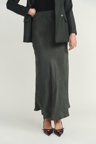 ELLIE MAKIR Hunter Green Cupro Soie 41" Skirt