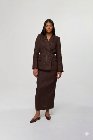 Bytess Dark Brown Straight Brooke 35"-37" Skirt with Pockets at Dress Code itsdresscode.com