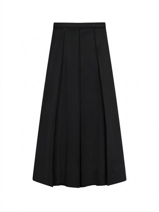 Celina's Black Linen Seam Paneled 37" Skirt at Dress Code itsdresscode.com