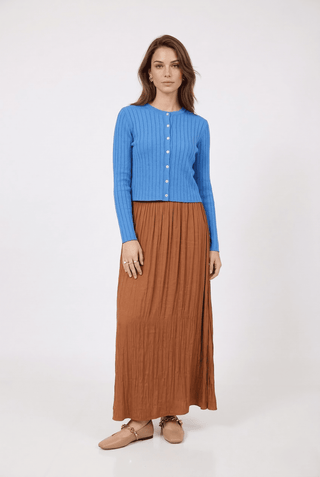 altimge1 for Valour SV26865C Bronze Satin Elastic Waist Crinkle 38" Skirt at Dress Code itsdresscode.com
