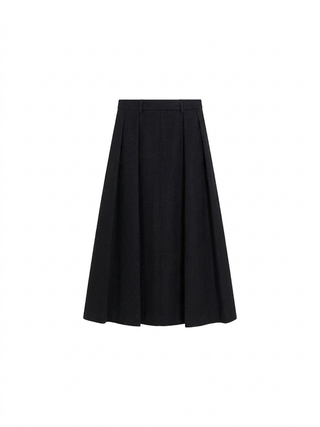 JSE Couture Black Cotton Soft Pleated 32" Skirt with Zipper at Dress Code itsdresscode.com