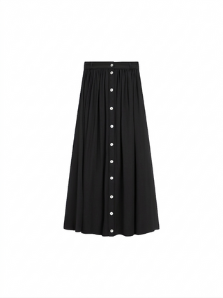 Carlucci Black Gathered Chiffon 36" Skirt with Front Buttons at Dress Code itsdresscode.com