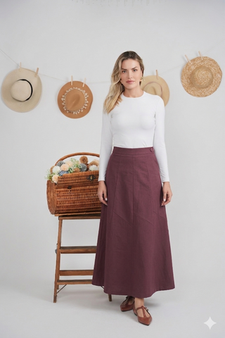 SB6CM2071SLW Blush Denim Maxi 38" Trumpet Skirt