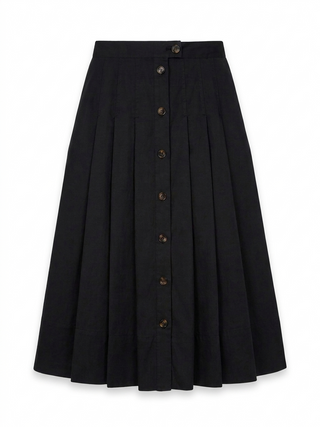 AVIGAL Black Flat Pleated & Button Down 34"-36" Skirt at Dress Code itsdresscode.com