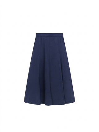 JSE Couture Navy Elegant Godet Look 33" Skirt with Zipper at Dress Code itsdresscode.com