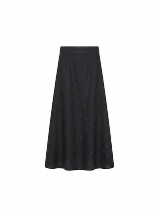 Carlucci Black Linen A-Line Circle 37" Skirt at Dress Code itsdresscode.com