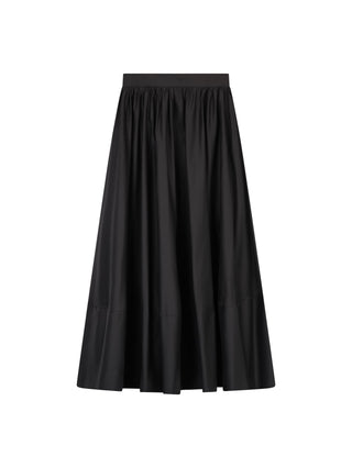 Celina's Black Polished Cotton Gathered 37" Skirt at Dress Code itsdresscode.com 