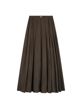 Celina's Brown Pleated Taffeta 38" Skirt with Front Crystal Design at Dress Code itsdresscode.com