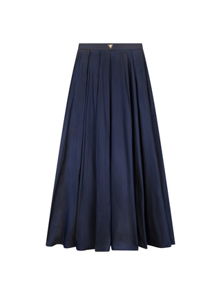 Celina's Navy Pleated Taffeta 38" Skirt with Front Crystal Design at Dress Code itsdresscode.com