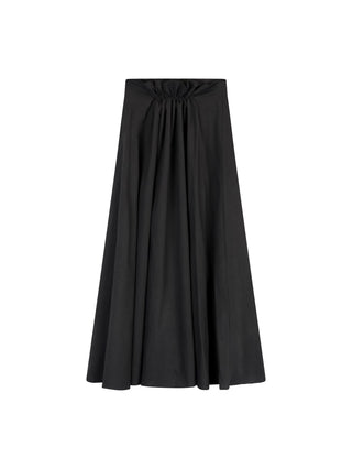 MiJN  Black Cotton Front Flair Hidden Drawstring Waist 34" Skirt.at Dress Code itsdresscode.com