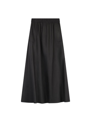 Ermanna Black Cotton Elastic Back Zipper Waist 36" Skirt With Pockets at Dress Code itsdresscode.com