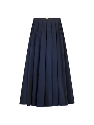 Celina's Dark Navy Pleated Taffeta 38" Skirt with Front Crystal Design at Dress Code itsdresscode.com