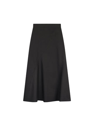 MIGNON DOO Black Solid Cotton Curve Yoke 35" Skirt at Dress Code itsdresscode.com