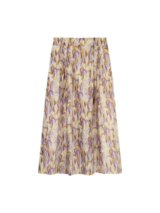 EXQUISE Purple Mckenzie Multi Color Cotton Side Pleated  33" Skirt at Dress Code itsdresscode.com