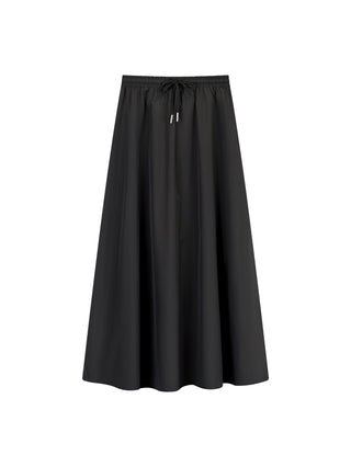 Peode Black Soft Taffeta Drawstring  35" Skirt With Lining at Dress Code itsdresscode.com